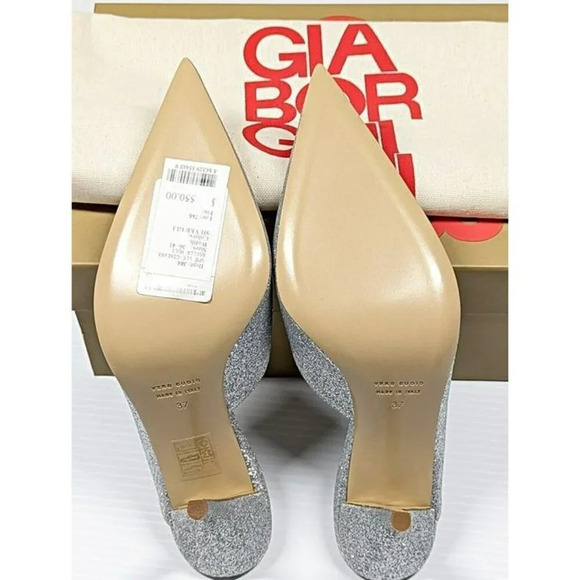Gia Borghini Women's Abella Glitter Pointed Toe Heel Mules Size 37 (MSRP $550) - Picture 10 of 11